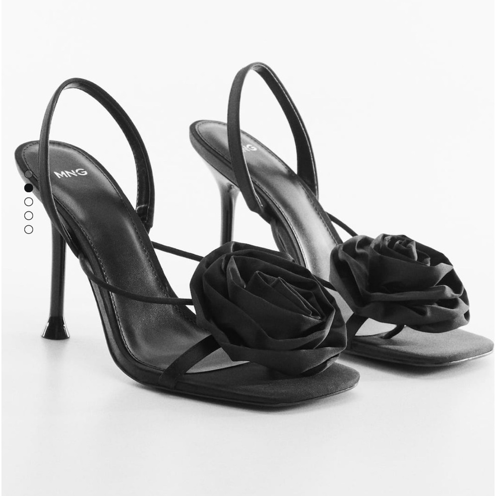 Mango Black Floral Strap Stiletto Heels